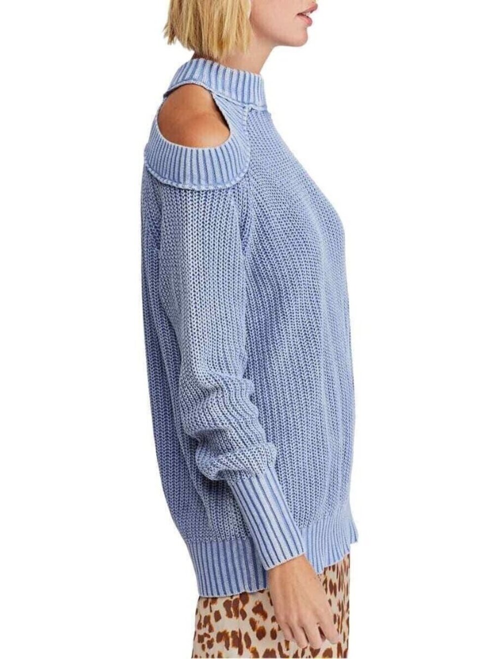 Free People Half Moon Bay Crew Neck Knit Sweater - Blue, Small, New With tag - Picture 4 of 5